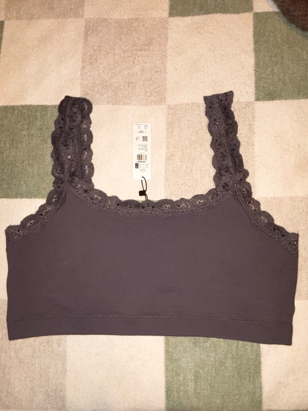 Garage Lace-Trim Bralette - Charcoal
